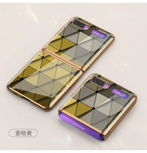 Load image into Gallery viewer, For Samsung Galaxy Z Flip Case Marble Tempered Glass Hard Phone Cover For Samsung Galaxy Z Flip Luxury Plating frame Coques