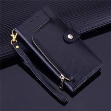 Load image into Gallery viewer, YXAYN Zipper Leather Flip Case Wallet Card Holder Coque for iPhone Xs Xr X 11 pro Max 8 7 Plus Case