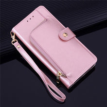 Load image into Gallery viewer, YXAYN Zipper Leather Flip Case Wallet Card Holder Coque for iPhone Xs Xr X 11 pro Max 8 7 Plus Case