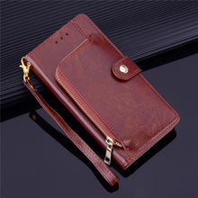 Load image into Gallery viewer, YXAYN Zipper Leather Flip Case Wallet Card Holder Coque for iPhone Xs Xr X 11 pro Max 8 7 Plus Case