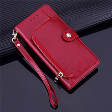 Load image into Gallery viewer, YXAYN Zipper Leather Flip Case Wallet Card Holder Coque for iPhone Xs Xr X 11 pro Max 8 7 Plus Case