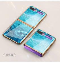 Load image into Gallery viewer, For Samsung Galaxy Z Flip Case Marble Tempered Glass Hard Phone Cover For Samsung Galaxy Z Flip Luxury Plating frame Coques
