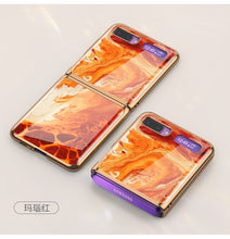 Load image into Gallery viewer, For Samsung Galaxy Z Flip Case Marble Tempered Glass Hard Phone Cover For Samsung Galaxy Z Flip Luxury Plating frame Coques
