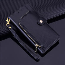 Load image into Gallery viewer, YXAYN Zipper Leather Flip Case Wallet Card Holder Coque for iPhone Xs Xr X 11 pro Max 8 7 Plus Case
